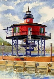 Tarjetas de notas de siete pies Knoll Lighthouse Baltimore Inner Harbor Maryland - Imagen 1 de 2