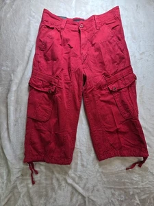 Xray Jeans Mens Red Cargo Shorts Size 28 Belted Pockets Button Closure - Picture 1 of 10