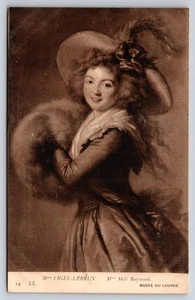 Postal del Louvre - Retrato de Vigée-Lebrun 'Mme Molé Raymond' - Tarjeta de arte sepia - Imagen 1 de 2