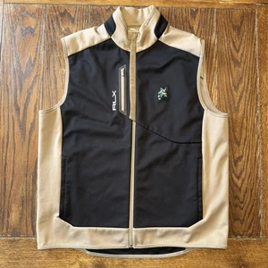 RLX Ralph Lauren Mens Vest XL Black Brown Laurel Valley Golf Club Logo Full Zip - Picture 1 of 9