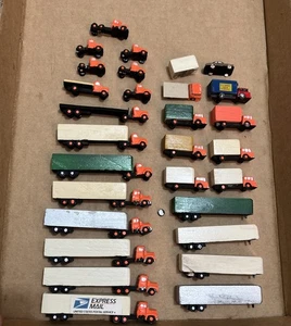 Spur N Modelleisenbahn Traktor Anhänger Sattelzug Konvolut Holz bemalt Landschaft - Bild 1 von 12