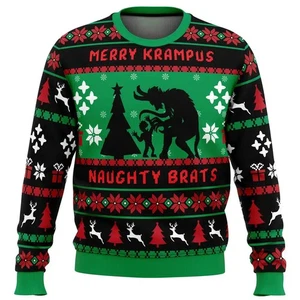 Herren Krampus Ugly Christmas Sweatshirt Lustig Rundhals Langarm Pullover - Bild 1 von 8