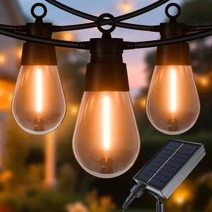 6.5M LED Solar Fairy Bulb String Lights IP44 Realistic Flame Garden Xmas Decor - Picture 1 of 6