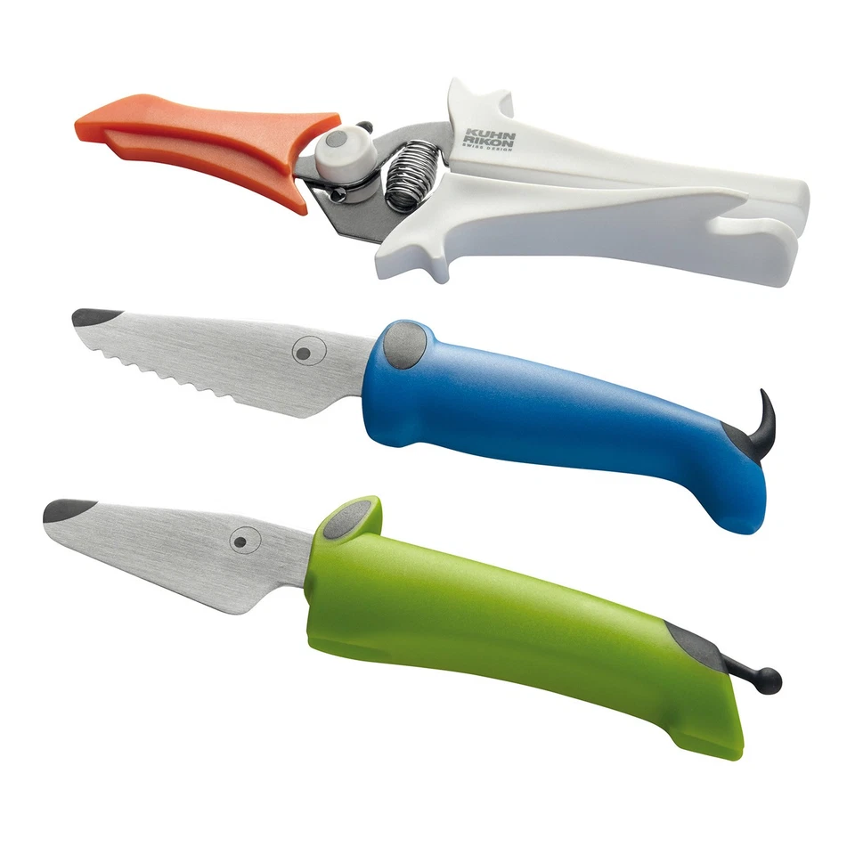 Juego de cuchillos esenciales de cocina Kuhn Rikon Kinder, azul/verde Foto 1 de 1