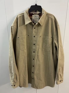 Vintage LL Bean Chore Jacket Mens XL Button Pocket Flannel Lined Canvas Coat - Picture 1 of 8