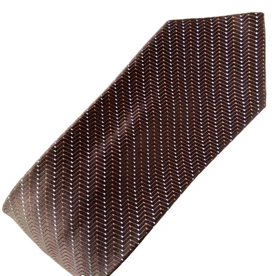 Corbata de Seda Perry Ellis 4x58 Clásica Marrón Rayas Informal Ejecutiva Oficina Corbata Foto 1 de 4