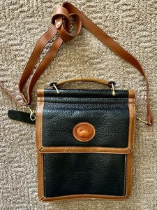 Bolso de Mano Dooney & Bourke Grano Guijarro Cuero Negro Marrón Estilo Mensajero - Imagen 1 de 12