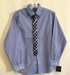 Van Heusen Blue Shirt Classic Style Down dress Shirt w/Tie Boy's Size 14/16 - Picture 1 of 15