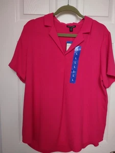 Blous By Hilary Radley Women's V-Neck Short Sleeve Blouse, Size L NEW - Picture 1 of 5