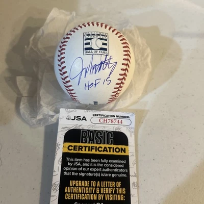JOHN SMOLTZ SIGNED AUTOGRAPH HOF LOGO BASEBALL JSA COA ROMLB BALL ATLANTA BRAVES - Image 1 of 4