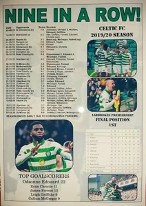 Celtic Scottish Premiership champions 2020 - Nine in a Row - souvenir print - Picture 1 of 1