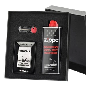 Coffret cadeau briquet tempête 3 pièces Zippo avec gravure motif Real Gentleman - Photo 1/3