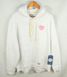 Life is Good Women's Hoodie XXL White Pink Heart Pullover Blouse Top NWT - Picture 1 of 10