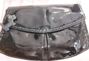 Radley Black Patent Leather Clutch Night Out Party Care Card Dust Bag Rrp £89 - Picture 1 of 10