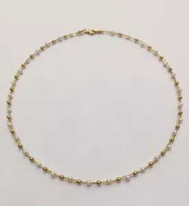 COLLANA DONNA ORO GIALLO 18 KT CERTIFICATO CON PERLE gr. 7,28 - Foto 1 di 5