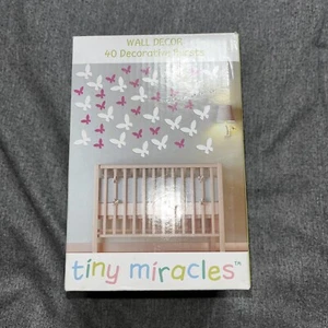 Infant Girls Tiny Miracles Baby Pink & White Butterfly Wall Decorations Bedroom - Picture 1 of 3