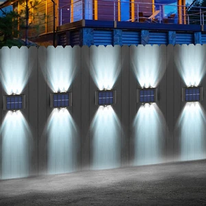 6 LED Solar Wall Lights Outdoor Garden Pathway Fence Deck Step Lamp WATERPROOF - Picture 1 of 24