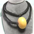 Necklace w Copal Amber Bead and Heishi Style Disc Beads