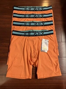 4 Jockey Breathable Mesh Long-Leg Boxer Brief Medium Orange 9 Inch Underwear New - Picture 1 of 11