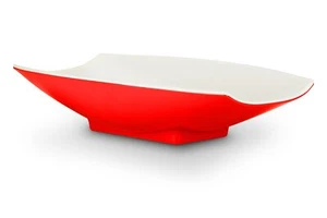 Bon Chef 53705-2ToneRed Melamine Curves Bowl, Red Outside/White Inside - Picture 1 of 1