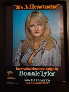 Bonnie Tyler It's A Heartache Rare Original Promo Poster Ad Framed - Bild 1 von 1