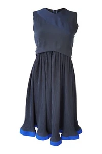 PAUL SMITH Black Blue Colour Block Pleated Skirt Skater Dress (6) - Picture 1 of 3