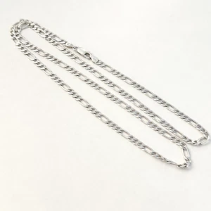 Collar de eslabones de cadena Figaro de 4 mm de ancho de plata de ley 925 Italia 24" - Imagen 1 de 9