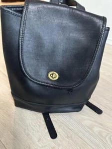 Coach 9791 Vintage Drawstring Leather Daypack Backpack Black Used F/S - Bild 1 von 4