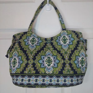 Vera Bradley Cambridge Sherry Satchel Green Paisley Quilted Canvas Handbag - Picture 1 of 8