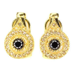 925 Sterling Silver Earrings Round Black Diamond 0.64ct 4mm 40pcs Diamond Gift - Picture 1 of 10