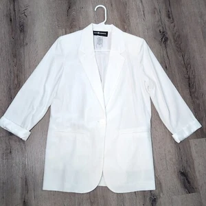 Vintage Sag Harbor White Blazer Jacket Single Button Shoulder Pads Long Sleeves - Picture 1 of 3