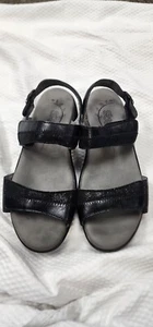 SAS ladies black leather sandals NWOB dual adjustable straps 7.5 M - Picture 1 of 5