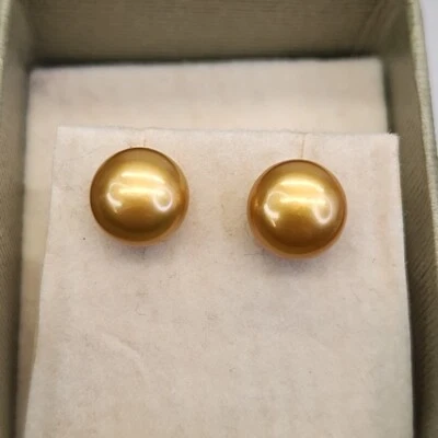 Honora Pierced Earrings Stud Pearl Gold Tone 9mm Sterling .25" - Image 1 of 4