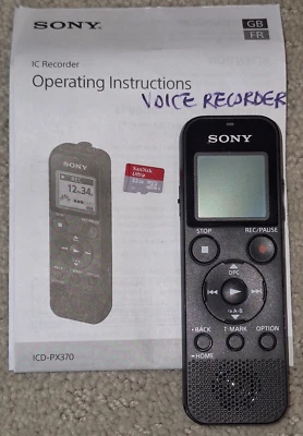Sony ICD-PX370 Stereo Digital Voice Recorder Built-In USB 32MB Micro SD Card - Image 1 of 4