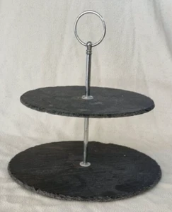 Slate 2 tiered Cake Stand - approx 25cm height - Picture 1 of 7