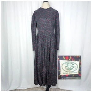 Vintage Deadstock Laura Ashley Kleid Large Blau Maxi Blumen - Bild 1 von 10