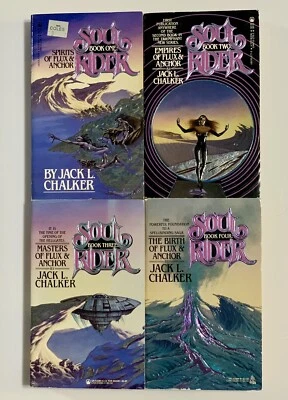 Signed Dated Jack L. Chalker Books Soul Rider Flux & Anchor  1 - 4 TOR 1st Ed PB - Imagem 1 de 4