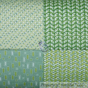 BonEful Fabric FQ Cotton Quilt Green White Dot Stripe Calico Print Small Blender - Picture 1 of 12