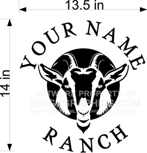 CUSTOM VINYL DECAL YOUR NAME RANCH GOAT CLOSE UP - Picture 1 of 1