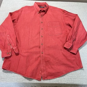 Camicia da lavoro uomo vintage Lands End cotone pesante tinta unita rossa pesante lunga XL 17-17,5 - Foto 1 di 8