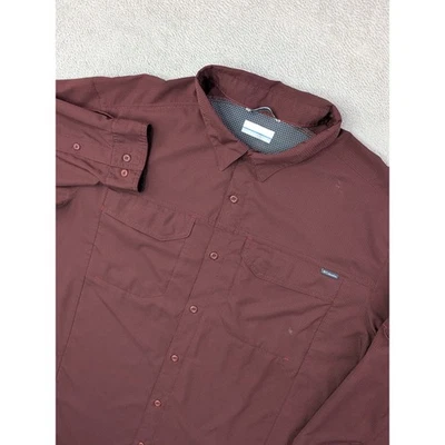 Columbia Mens XL Burgundy Long Sleeve Button Up Shirt Omni Shade Vented Fishing - Image 1 of 4