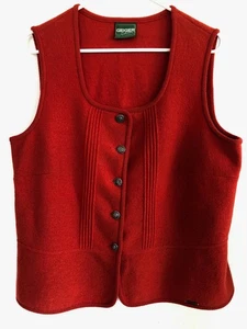 Geiger Women's Boiled Pure Wool Vest, Sz 46, Made in Austria - Crimson Red - Picture 1 of 5