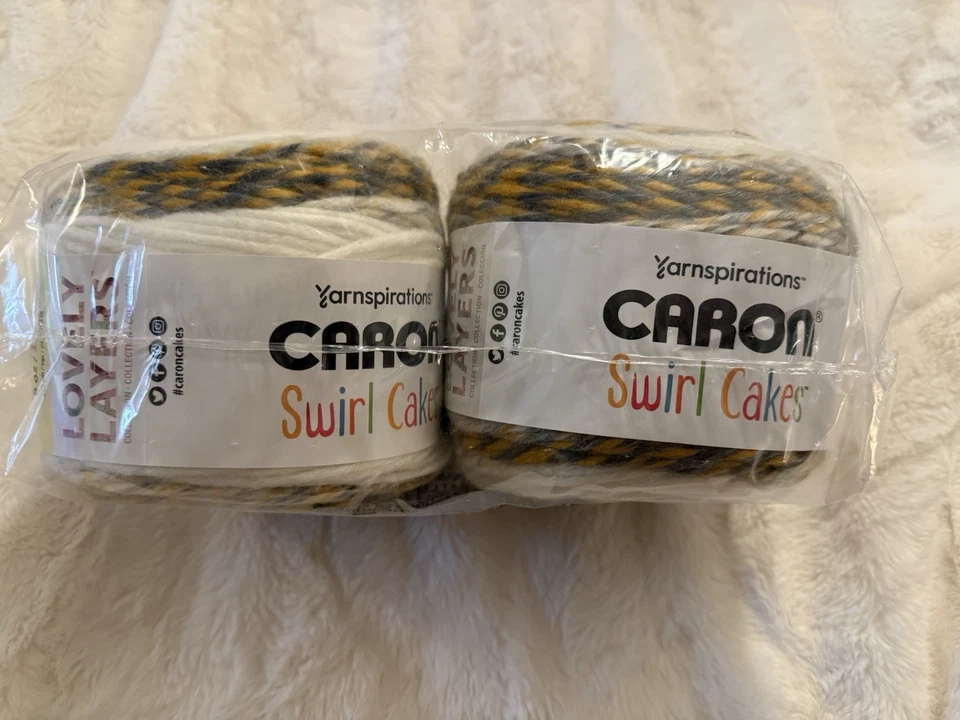 Two Caron Yarn Lovely Layers Swirl Cakes Gold fusion 8oz Skeins - Image 1 of 2