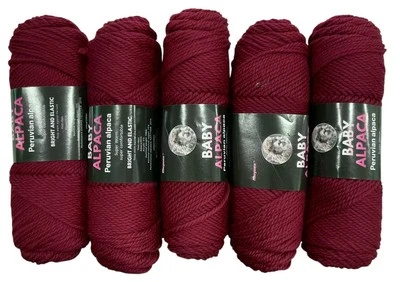 5-Peruvian Baby Alpaca Yarn Skeins Deep Wine Red 100G Each - Image 1 of 2