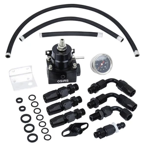 Einstellbarer Kraftstoffdruckregler KIT + 160psi Guage AN 6 Fitting Schwarz - Bild 1 von 9