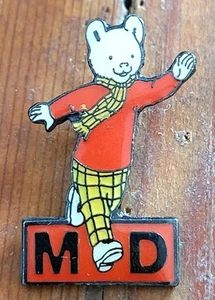vintage Rupert Bear Muscular Dystrophy, enamel Badge/pin / Express Nos C'Is" - Picture 1 of 3