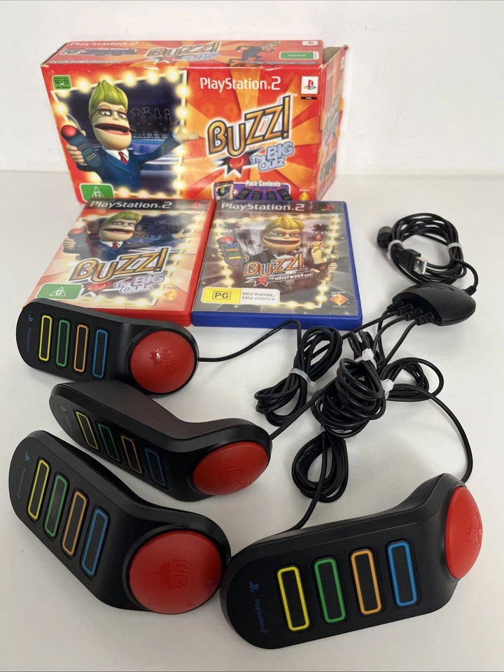 BUZZ! The Big Quiz - PlayStation 2 PS2 Game Set - 4x Buzzers + 2x Games - Boxed! - Image 1 of 4