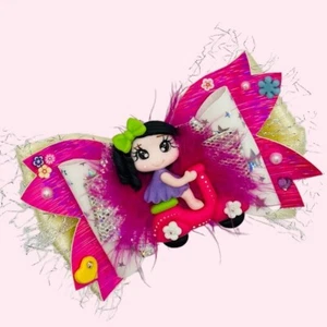 Accessories Girls Hair Bows Clips with Bike Doll Clay Handmade NEW - Picture 1 of 4