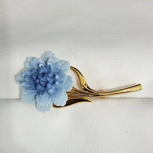 Broche Harrods Vintage Hueso Fino China Azul Flor Chapado en Oro - Imagen 1 de 8