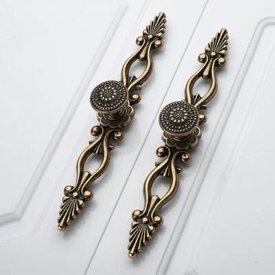 1-4Pc Vintage Brass Flower Pull Knob Kitchen Cupboard Cabinet Drawer Door Handle - Image 1 of 4